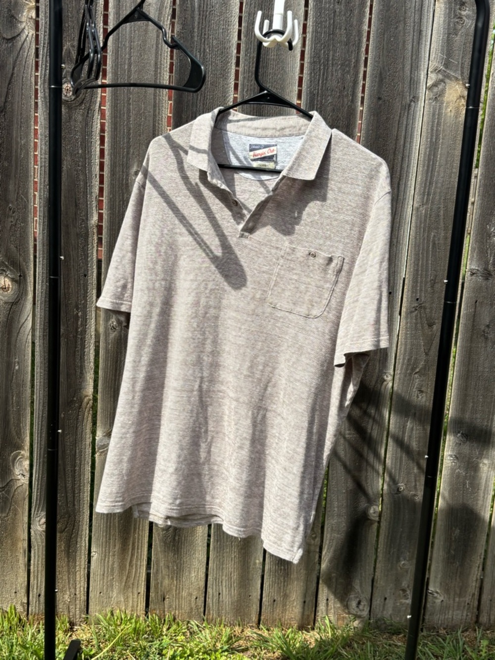 johnnie-O Heather Taupe Short Sleeve Polo with Pocket